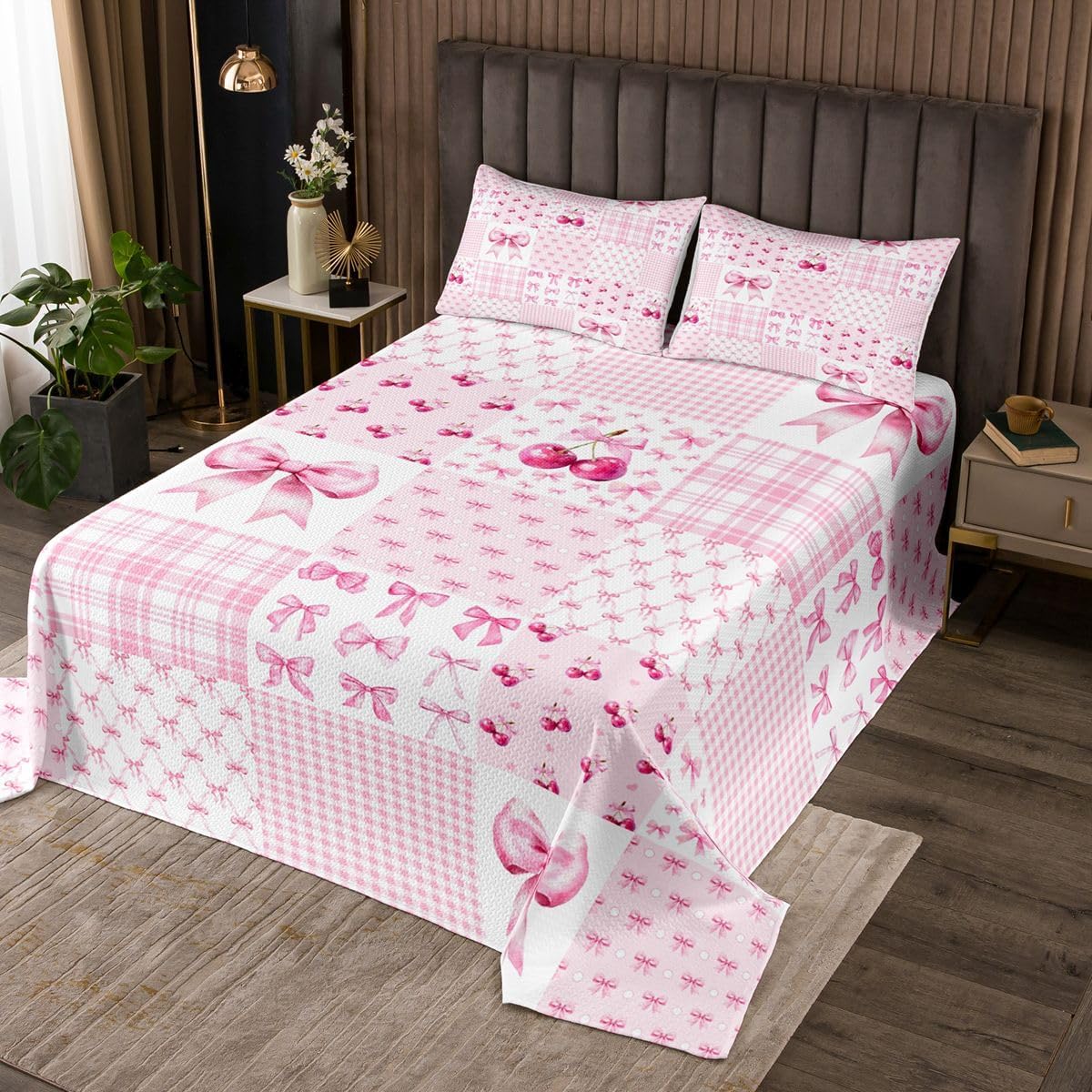jejeloiu Black Floral Bedspread Romantic Pillowcase Twin Size