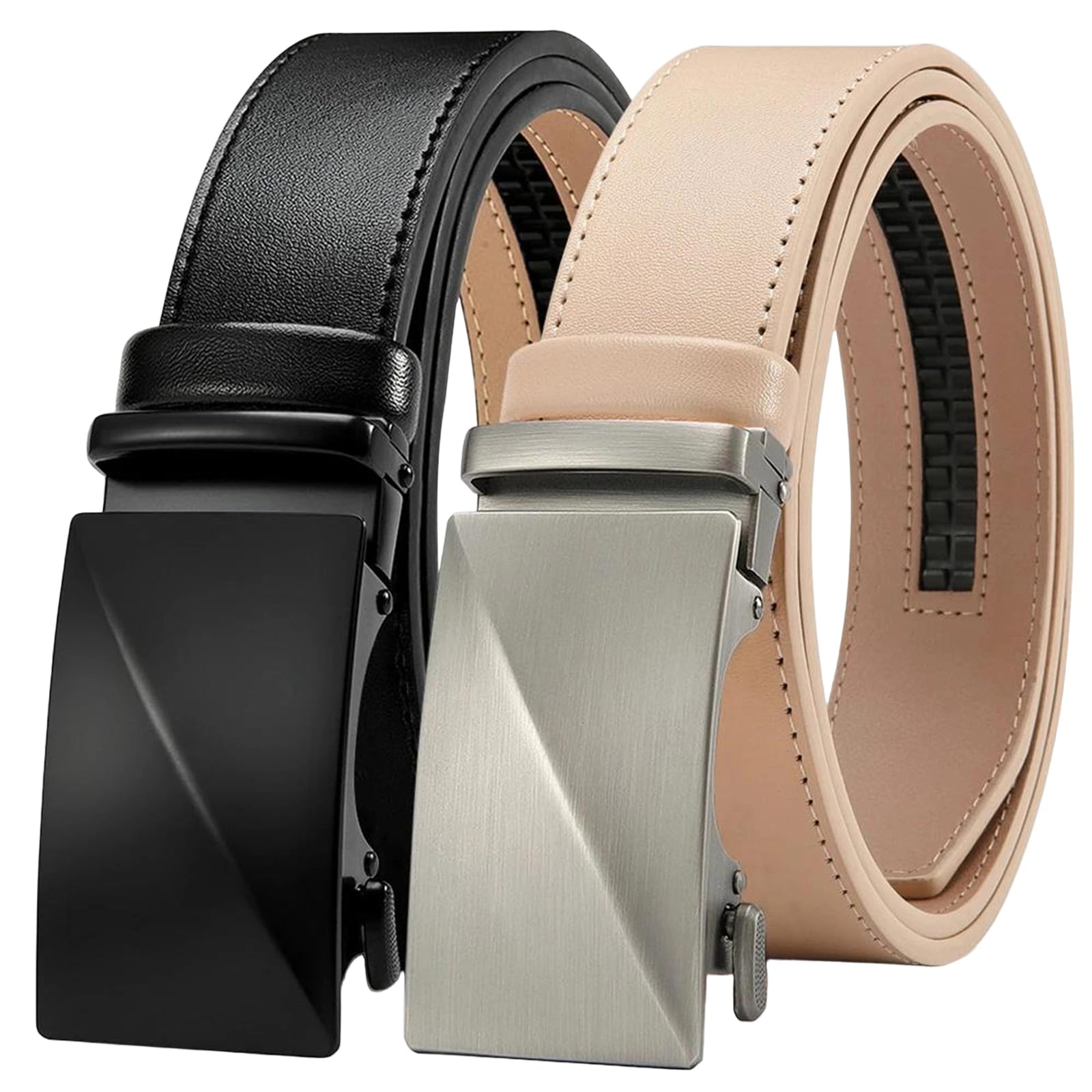 Yeuyyben Cinturón de trinquete de cuero genuino para hombre, ajustable, hebilla automática, casual, para negocios