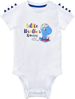 WAWSAM Baby,Clothing,Baby Boys 0-24m,Bodysuits & One-Pieces,Bodysuits WAWSAM Little Brother Saurus Bodysuit Baby Boys’ Dinosaur Newborn Romper Gift