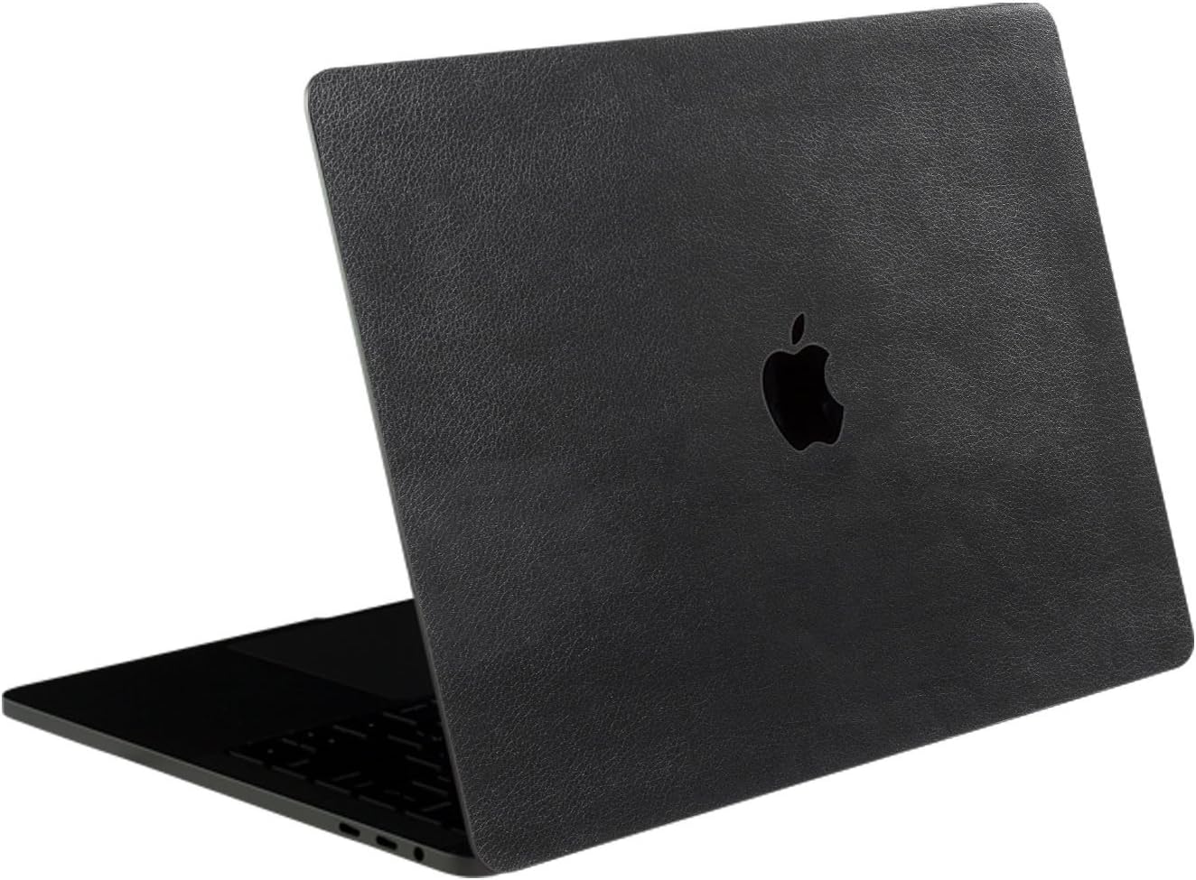 SOJITEK Black Leather Texture 4-in-1, Full-Size 360° Protector Skin Decals Sticker MacBook Pro 13 Inch (2016 2017 2018 2019 Model, with & w/o Touch Bar & ID) A1706 A1708 A1989 Black Keyboard Cover