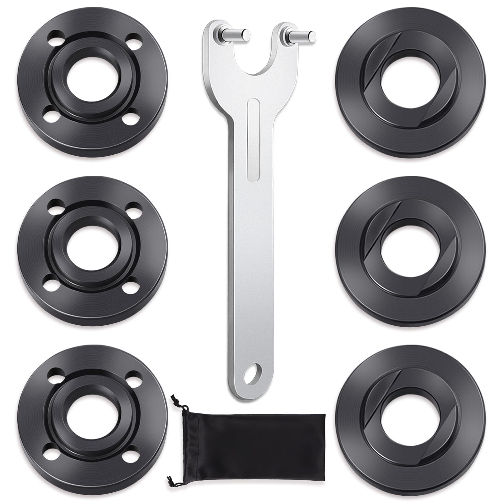 7PCS Angle Grinder Nut Angle Grinder Flange Wrench, Premium Flange Metal Lock Nut with Storage Bag, Compatible with Milwaukee Makita Metabo Dewalt