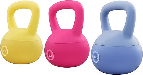 Miniatura 12 de Fitvids Pesas rusas suaves, con relleno de arena de mar y hierro para mujeres y hombres, pesas rusas de vinilo suave codificadas por colores, varios