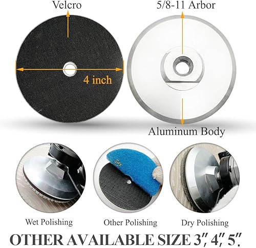 Miniatura 2 de DT-DIATOOL Parte trasera de aluminio de la almohadilla de pulido de 3 pulgadas, almohadilla de respaldo de gancho con eje de 58 pulgadas, 11 para