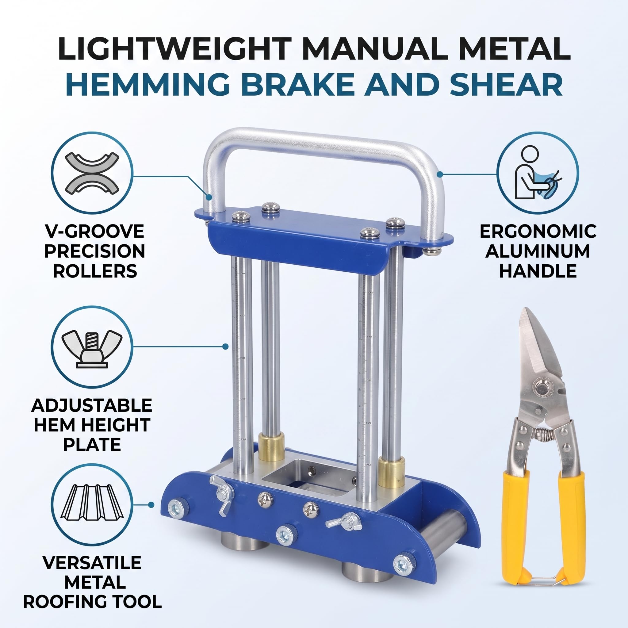 Ręczna Maszyna do Gięcia Blachy V Roller Safe Design Wałek do Blachy o Grubości od 0,3 do 1,0 Mm ze Stali, Aluminium, Blachy Miedzianej i Gięcia Pod Kątem od 0 do 90 Stopni