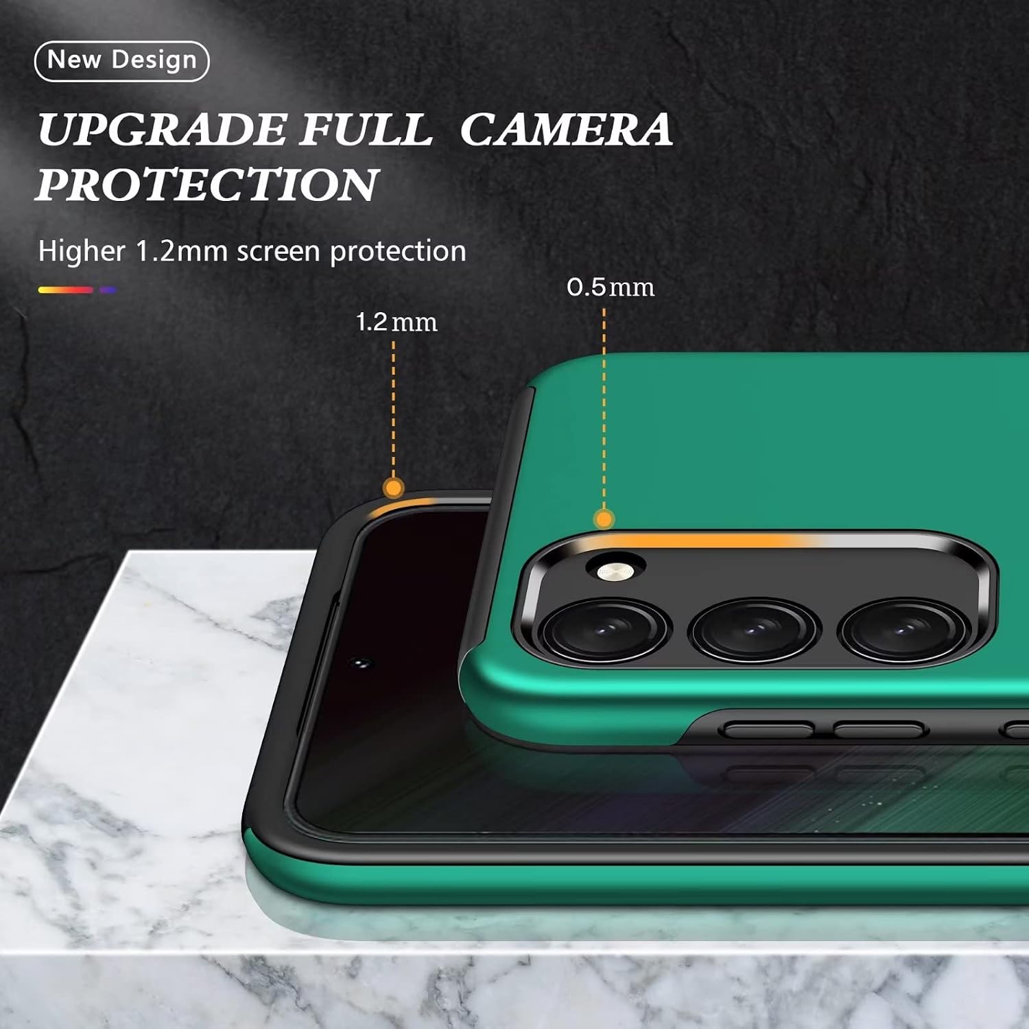YRMJK S23 Case,Built in 2 Screen Protectors + 2 Camera Lens Protector,Military Grade,3D Full Cover with Kickstand Ring Case for Samsung Galaxy S23 5G Green