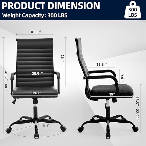 Miniatura 2 de Silla de oficina, ergonómicas ejecutivas para sala de conferencias, silla de escritorio de cuero acanalado con soporte lumbar, silla giratoria de