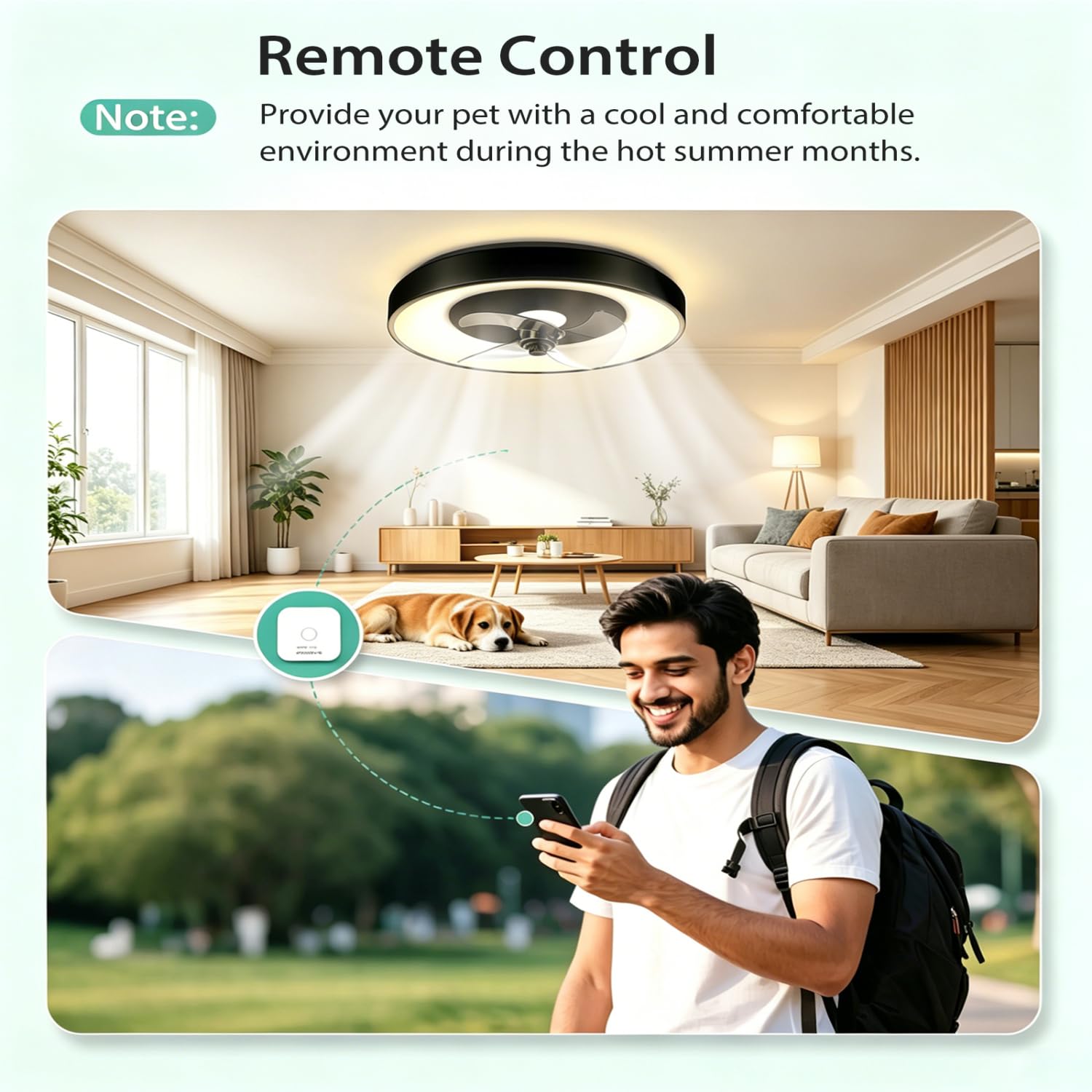 Aigostar Ventilador Techo Alexa, 40W, 4400LM, 2700K-6500K Regulable, 6 Velocidades, 50CM - Ventilador de Techo Wifi con Mando a Distancia y Gateway, para Sala de Estar, Dormitorio