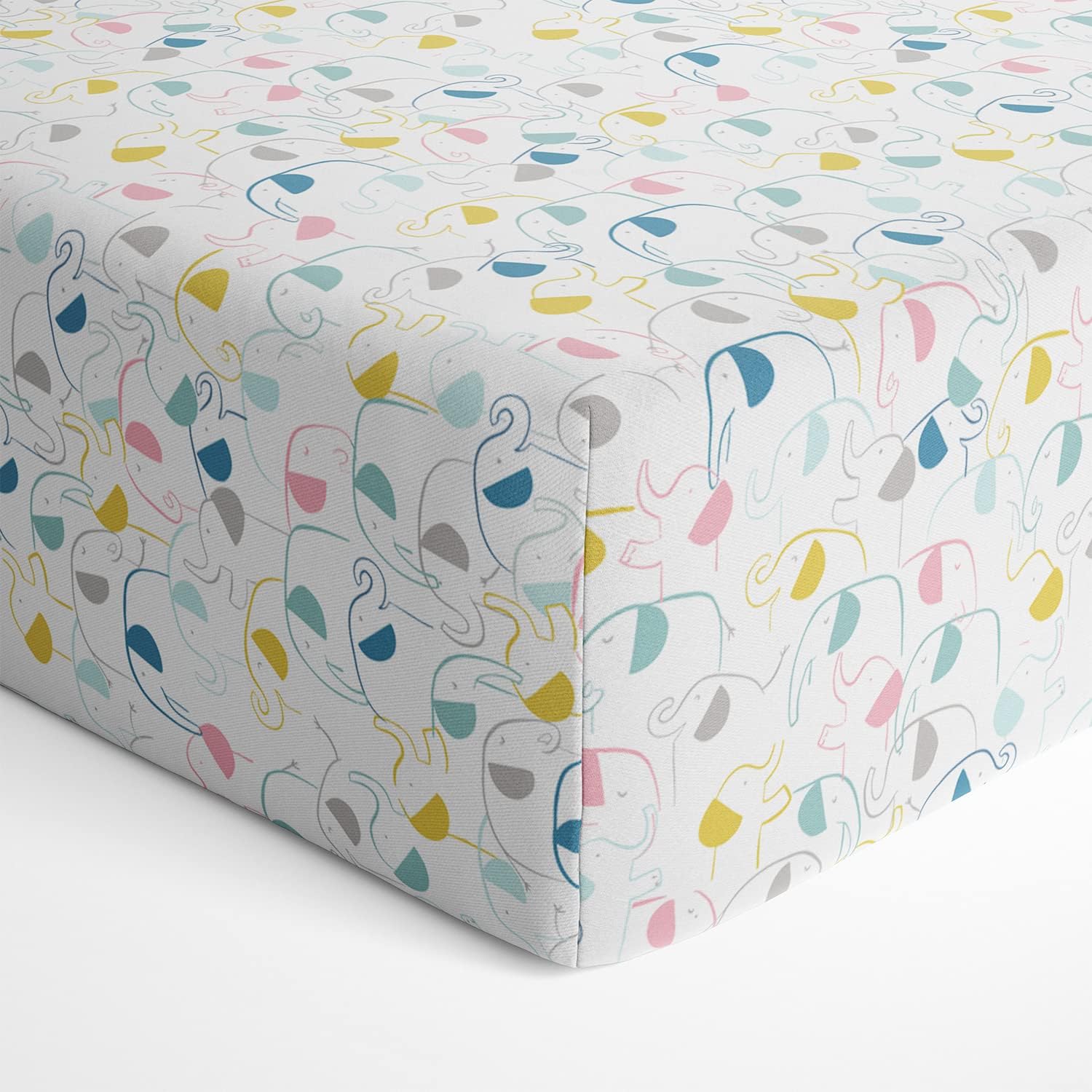 haus & kinder 100% Cotton Flat Animal Print Crib Sheet For Baby | Cot And Crib Sheets For Newborn Baby Mattress | Size 120 Cm X 180 Cm | Elephant, Smallsingle,Multicolor