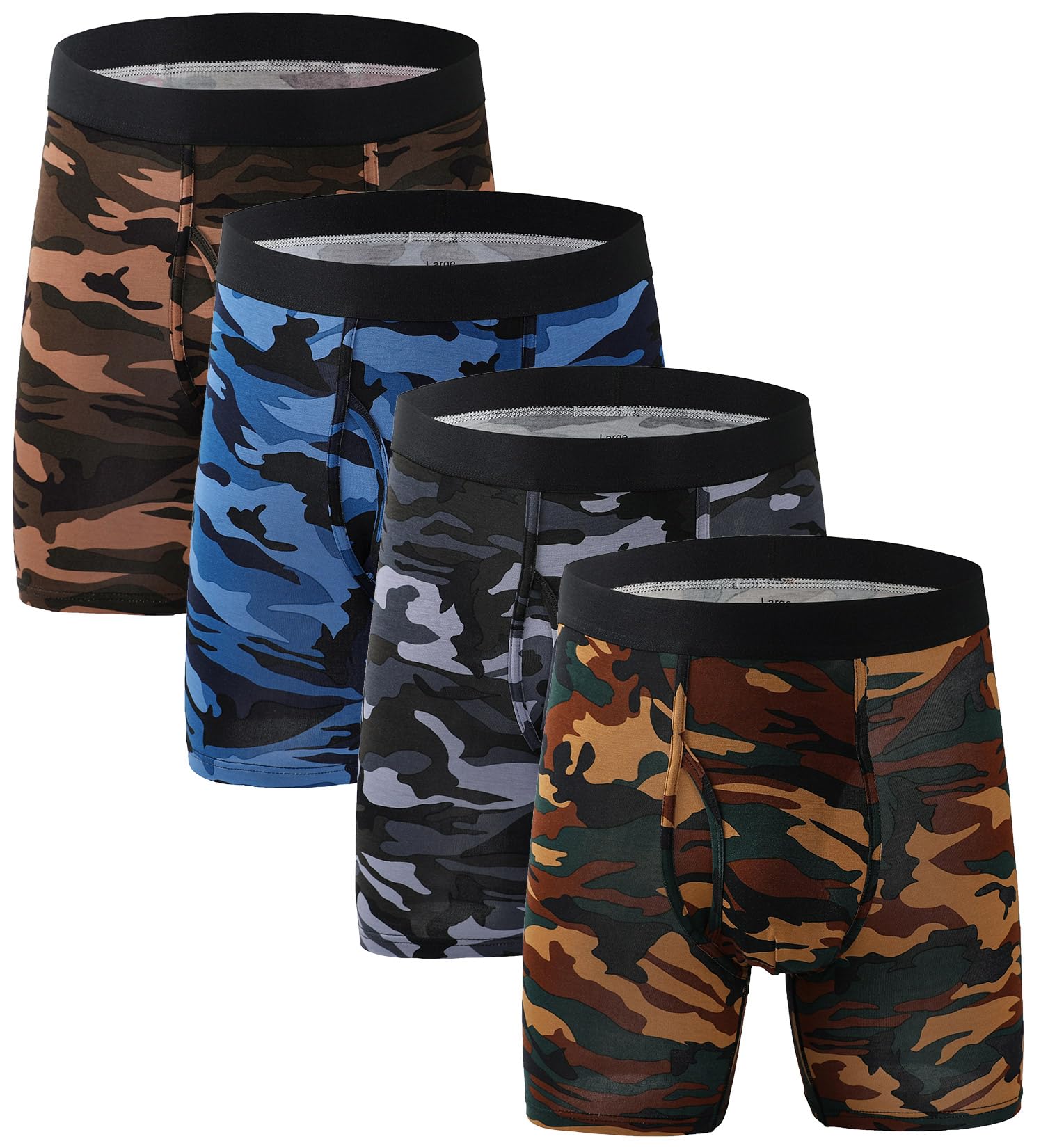 Men's Underwear Boxer Briefs Bamboo Viscose Trunks Soft Comfortable Multipack