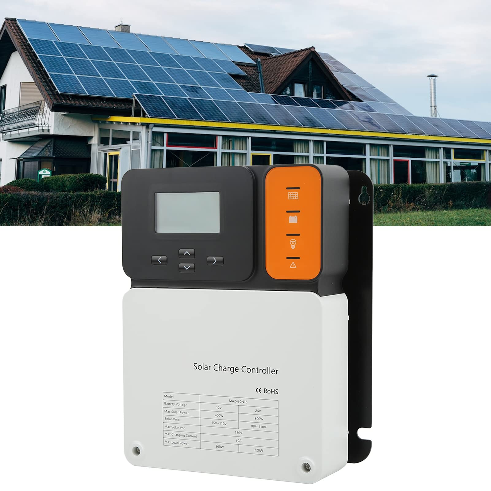 Kontroler ładowania Słonecznego, Regulator ładowania Panelu Słonecznego MPPT ze Stopu Aluminium 12 V 24 V 30 A, śledzenie 99%, Wejście PV 150 , Wyświetlacz LCD do Kabiny łodzi RV ładowanie