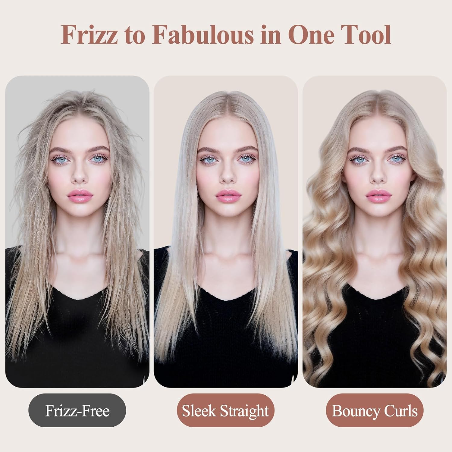 Round Brush Attachment for Shark FlexStyle Attachments, Normal Oval Round Volumizing Brush Styling for Straight, Wavy, Curly, and Coily Hair, Sliver