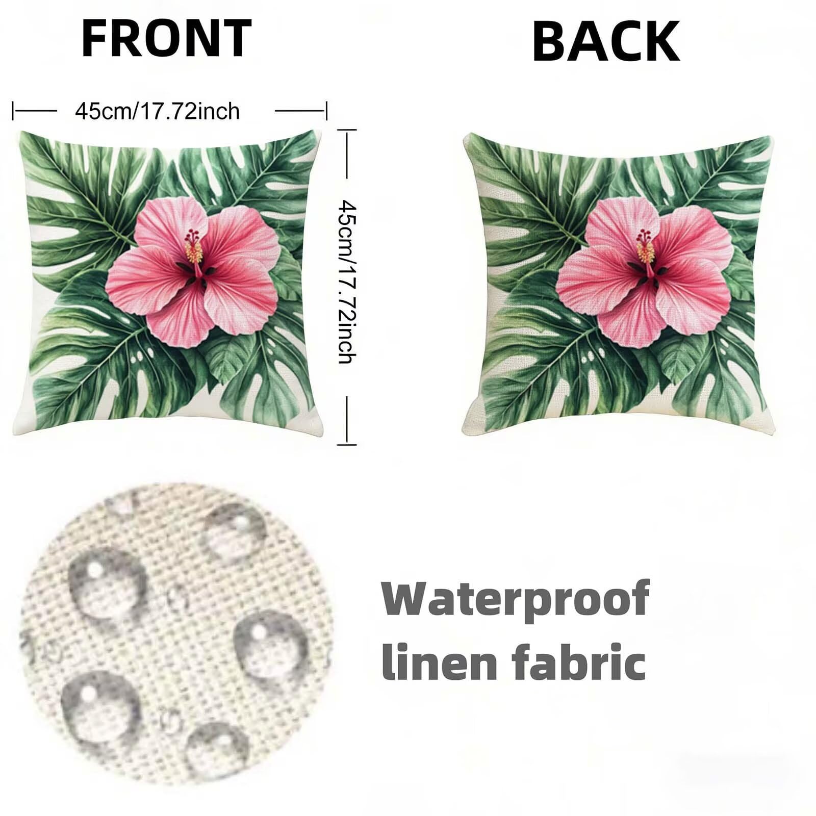 Fundas Cojines 80 x 80 CM Flor Juego de 2,Impermeable Exterior Funda Cojin Lino,Cómodo Transpirables,Antimanchas y Durable Funda de Cojines Rural para Primavera Salón,Dormitorio Decoración Hogar X-348