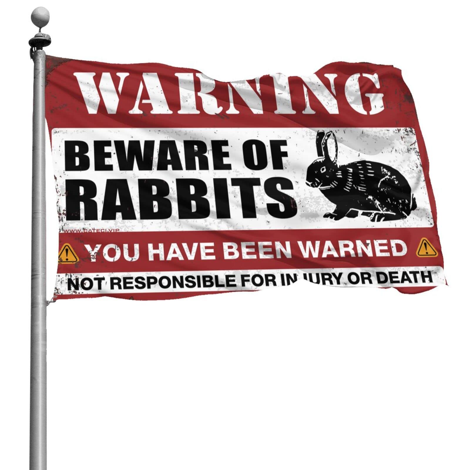 Drapeau Beware of Lapins 152x244 cm pour décoration murale humour