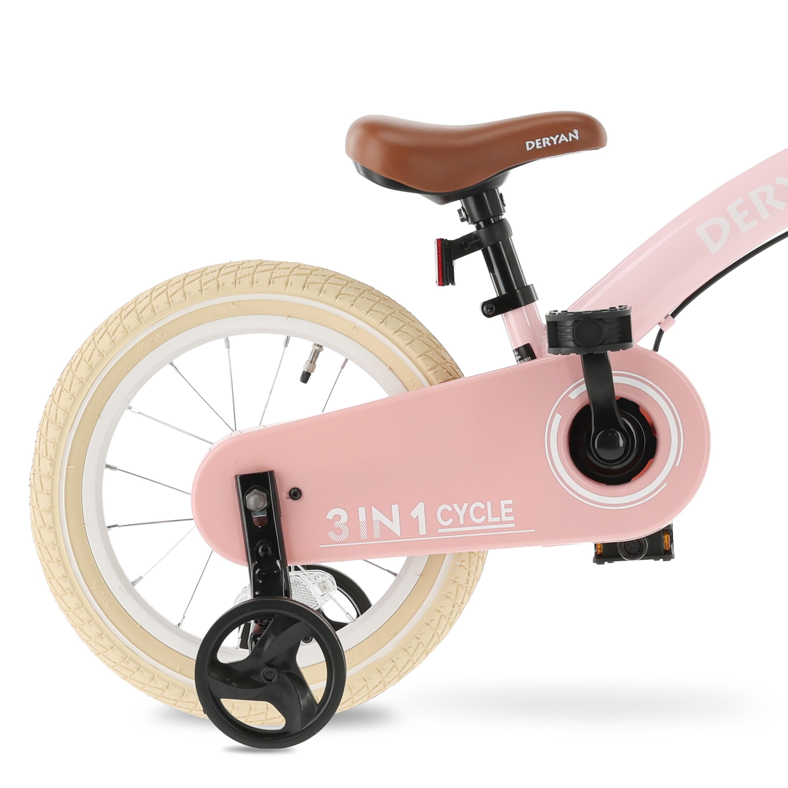 Deryan Bicicletta per Bambini 3 in 1 12 14 16 Pollici con Rotelle e Pneumatici ad Aria