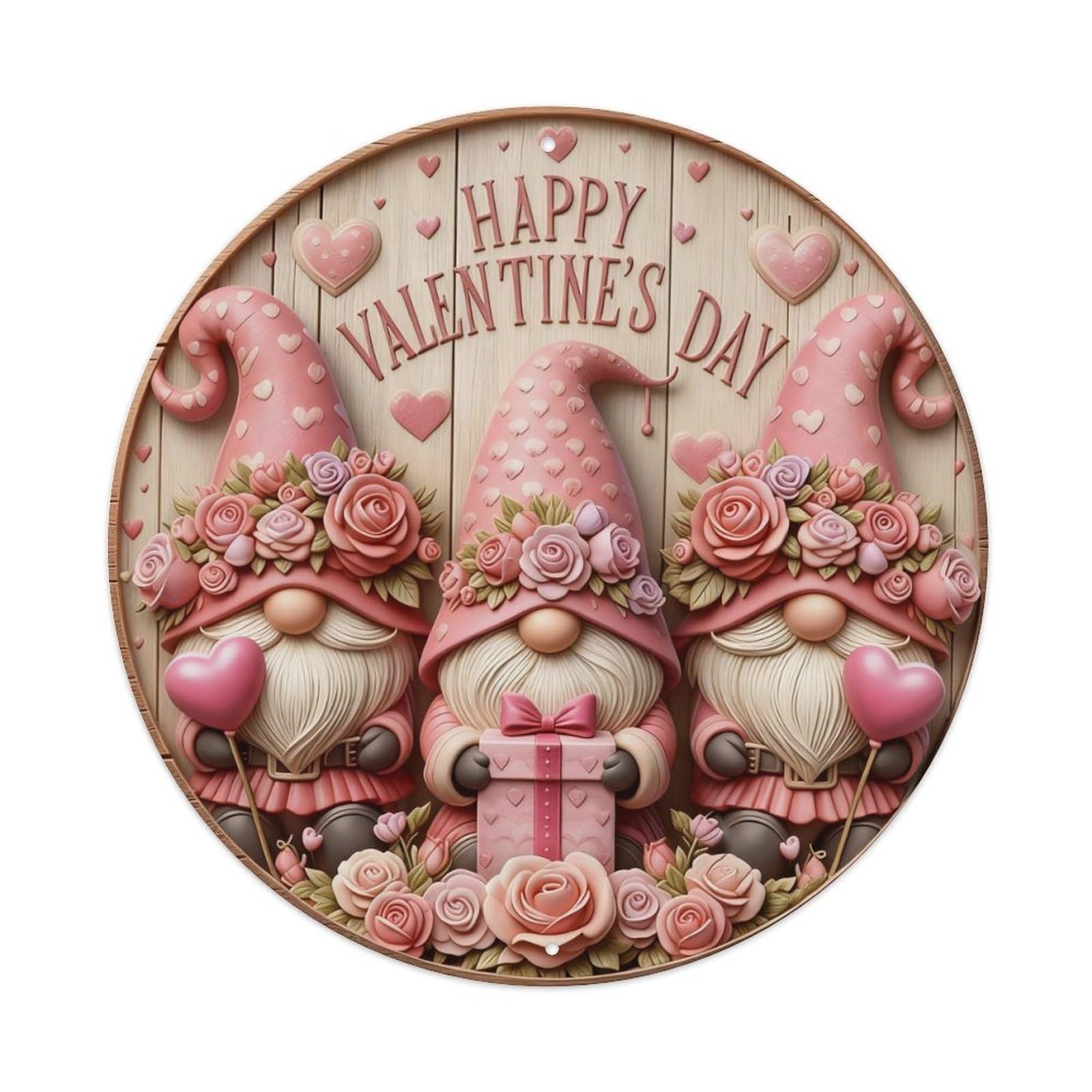 Zlatcbu Vintage Valentine's Day Gnome Celebration Metal Tin Sign Retro Wall Art Poster, Decor For Home Living Room Bar Cafe Garage, 8X8 Inch