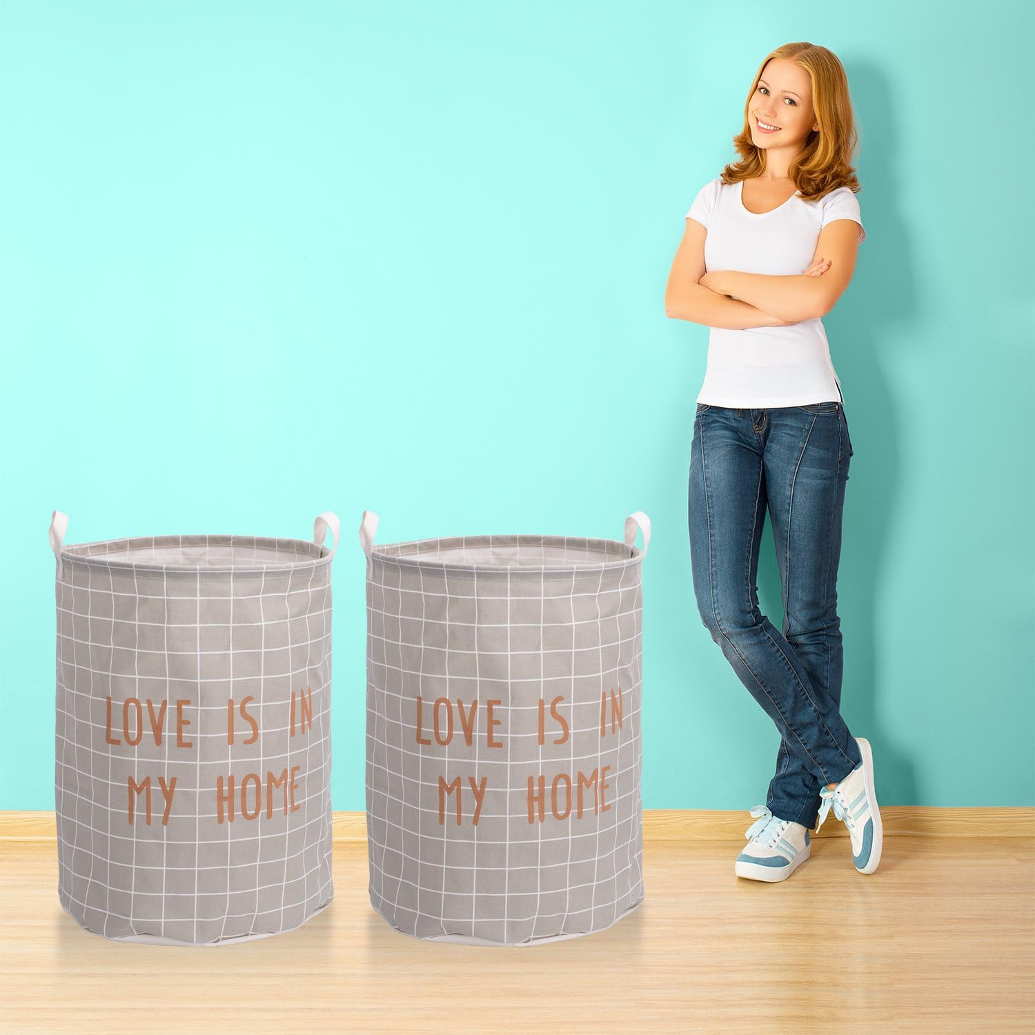 Heavy Duty Durable Canvas Storage Laundry Hamper Basket Large Foldable Toys Clothing Organizer Closet Storage Bin Bag