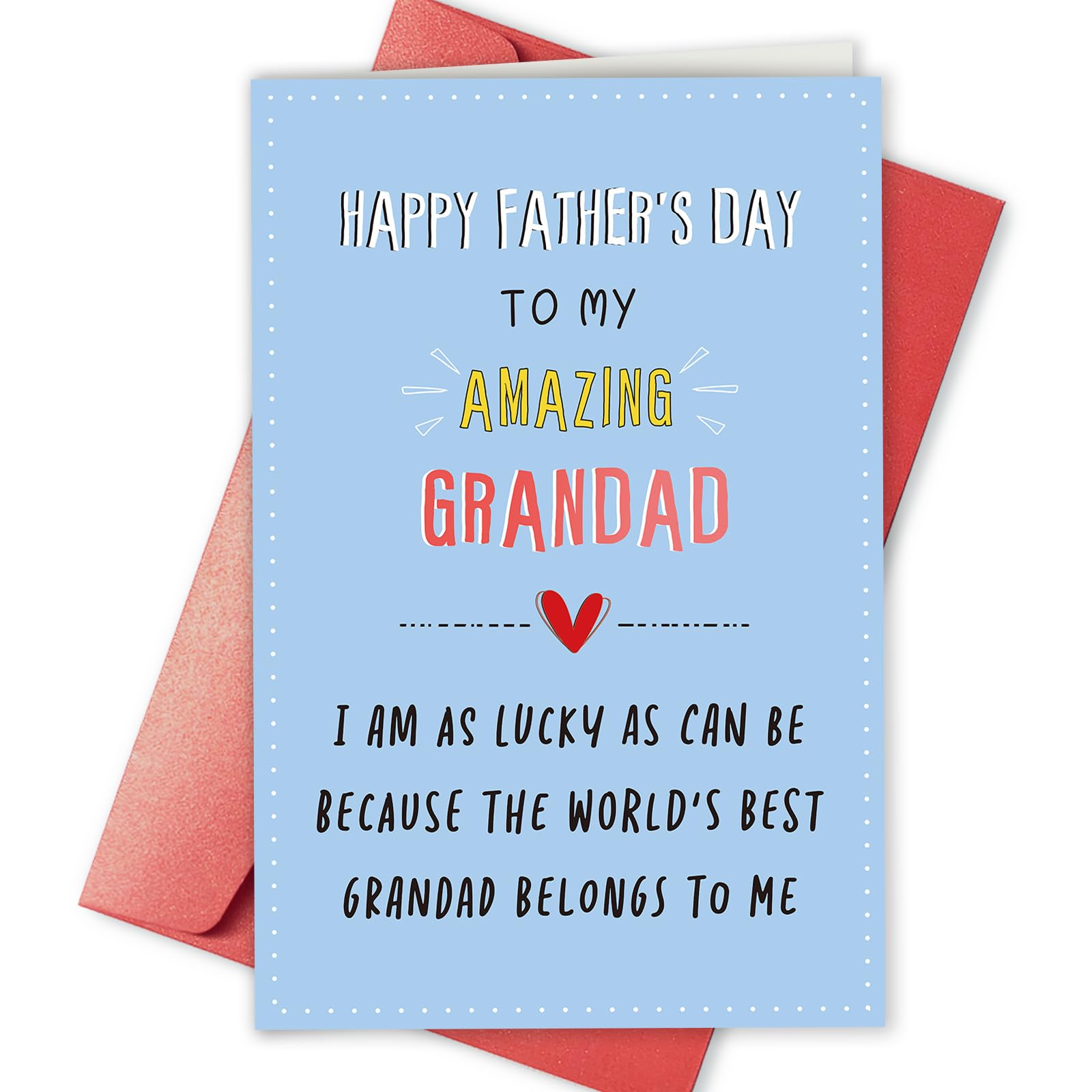 Bablira Cute Father’s Day Card for Grandad, Amazing Grandad Fathers Day Card, Poem Fathers Day Card for Grandad, Happy Fathers Day To Amazing Grandad