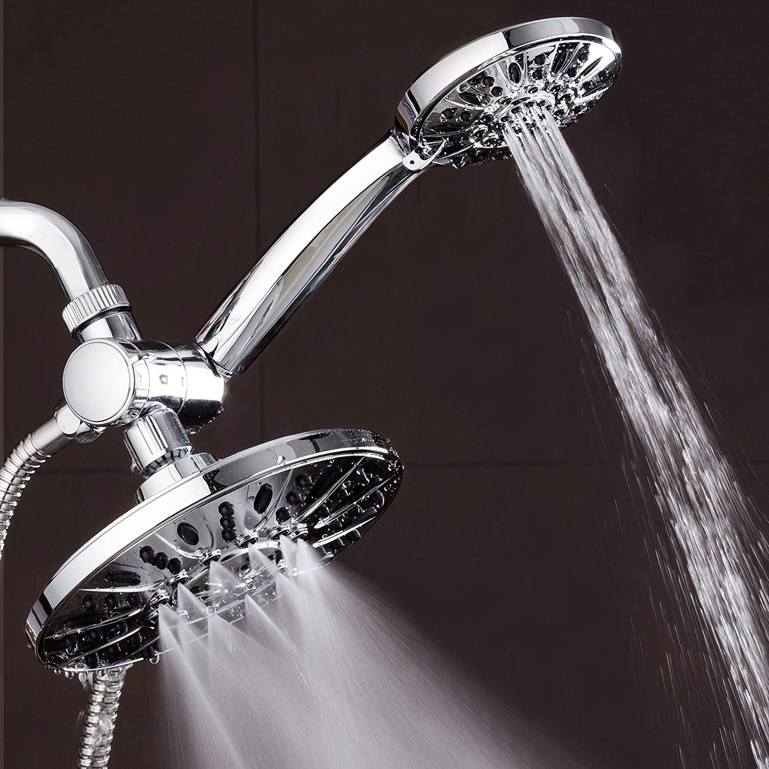 Wovier Multi-function Ultra-Luxury 3-way 2 in 1 Shower Head,Pressure 5 Spray Settings Handheld-Shower Combo,Extra Long Stretchable Stainless Steel Hose(1.5m) and Shower Handle Holder,Chrome Hands Held