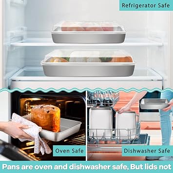 P&P CHEF 9.4+10.5+12.3 Inch Stainless Steel Baking Cake Pan with Lid - 6Pcs