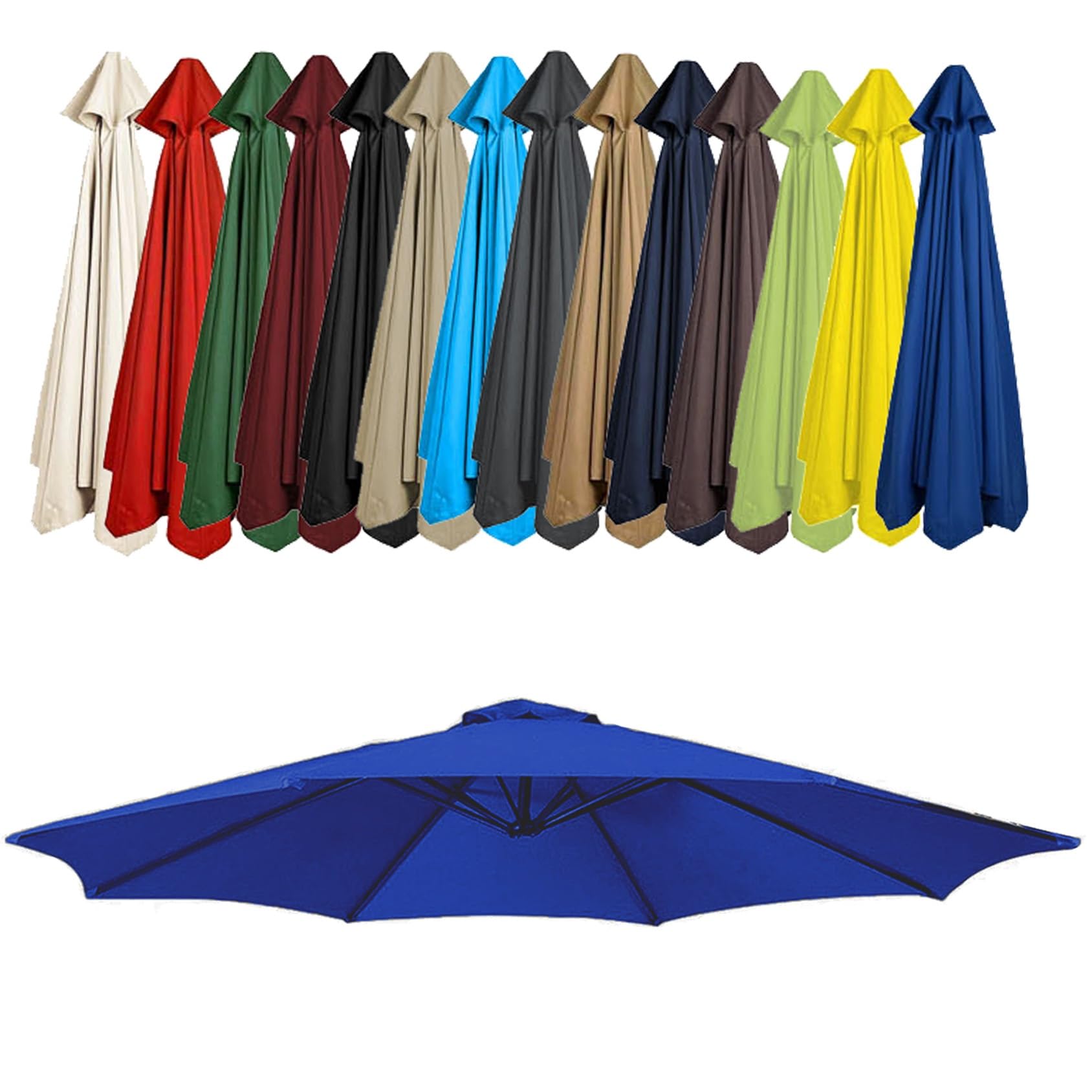 GZDXBF Patio Umbrella Replacement Canopy, Parasol Canopy Cover For 200cm/270cm/300cm +6 Arms/8 Arms Parasol, Uv-Resistant, Waterproof, Washable(Color:Royal blue,Size:6 ribs: 2.7m/8.8ft) โ image 1