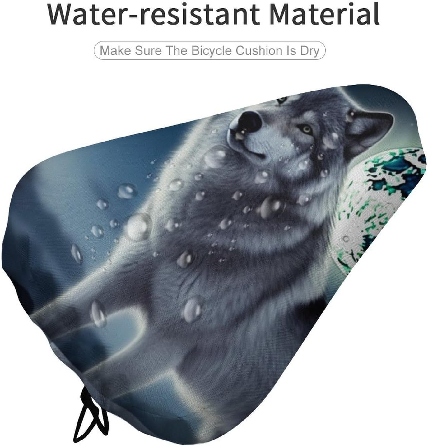 Waterproof Bicycle Seat Covers Wolf Under Moon Bike Seat Cover image 4