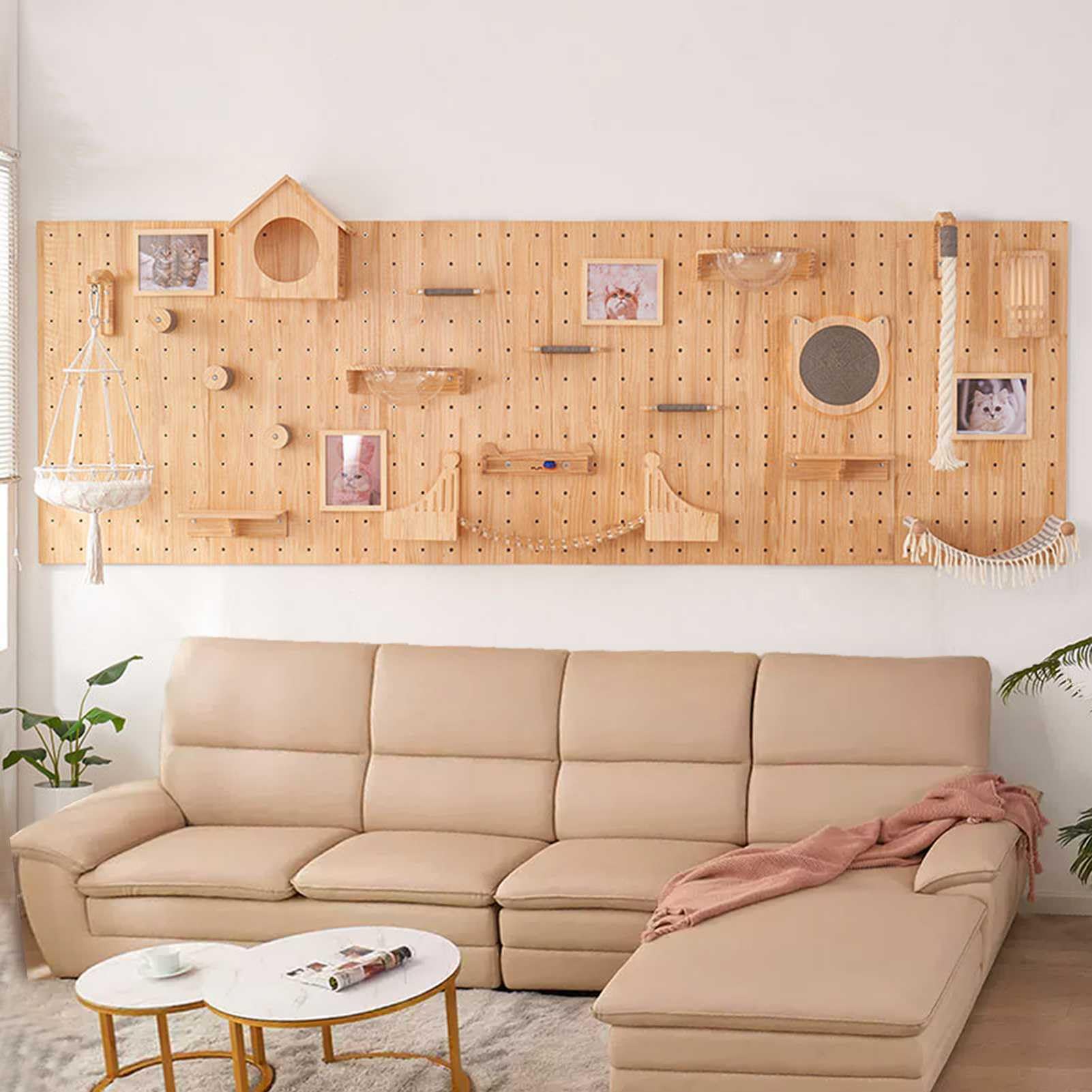 YIMBFCA Juego de Pared de Escalada para Gatos, Estantes de Pared para Gatos, Juego de Muebles de Pared, Juego de Parque Infantil para Escalar Gatos para Escalar, Jugar y Rascar