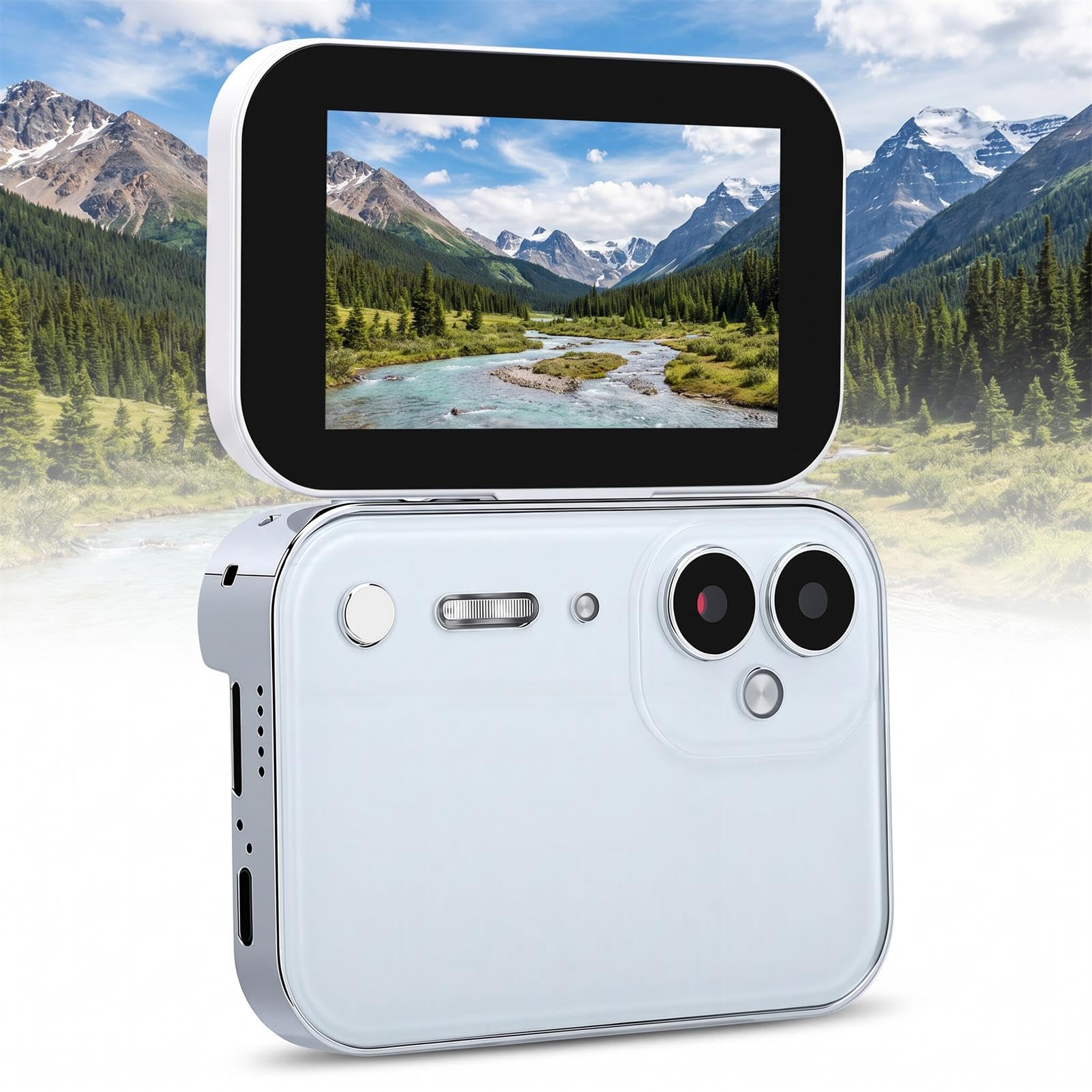 LICAEVEY 4K-Digitalmusikkamera, 64MP CCD-Kamera (White) | 3-Zoll-180-Flip-Touchscreen mit 3600-mAh-Akku, OTG-Anschluss für Selfie-Beauty-Modus und Unterhaltung