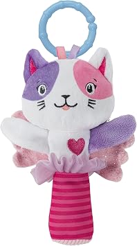 Clementoni - 17653 - Lovely Cat Rattle - Toddler Plush Toy, Early Years Toys, Infant Toys, New Born Soft Toys Gift, 100% Washable