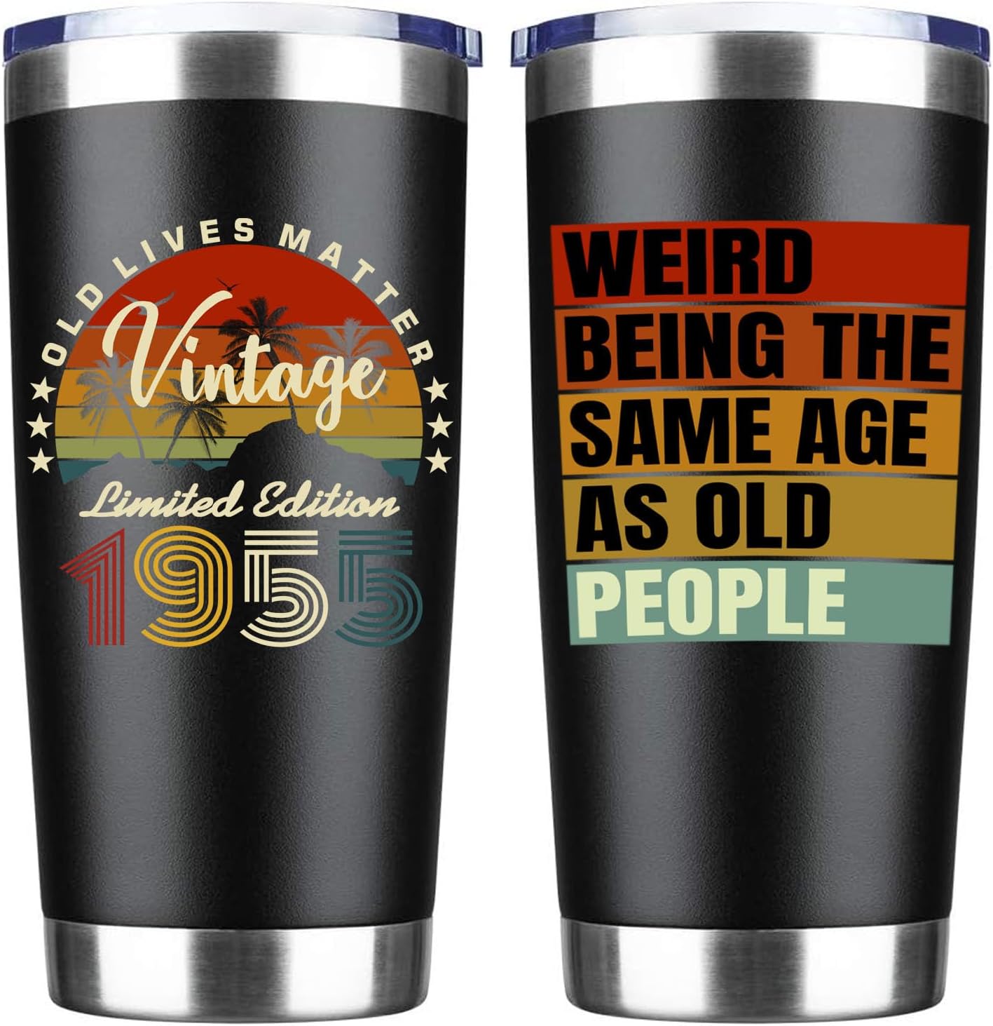 71th Birthday Gifts For Men, 71 Year Old Birthday Gifts for Men, 71th Birthday Decorations for Dad, Boyfriend, Brother, Husband, Dad, Birthday Gift Ideas for Him, 1955 Vintage Tumbler 20 OZ