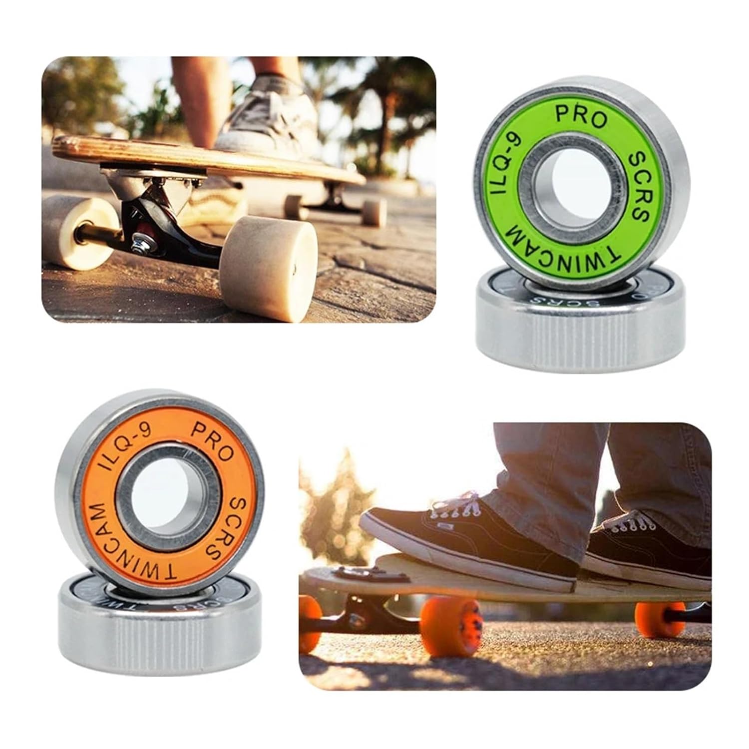 8Pcs ILQ-11 Black Skate Scooter Smooth Skate Scooter Bearing Longboard Speed Inline Skate Wheel Bearing