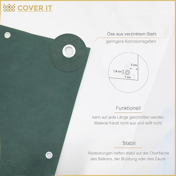 COVER IT - Outdoor Balcony Privacy Screen 60 x 500 cm - Terrace Windbreak - Windstopper in Many Sizes and Colours - 5