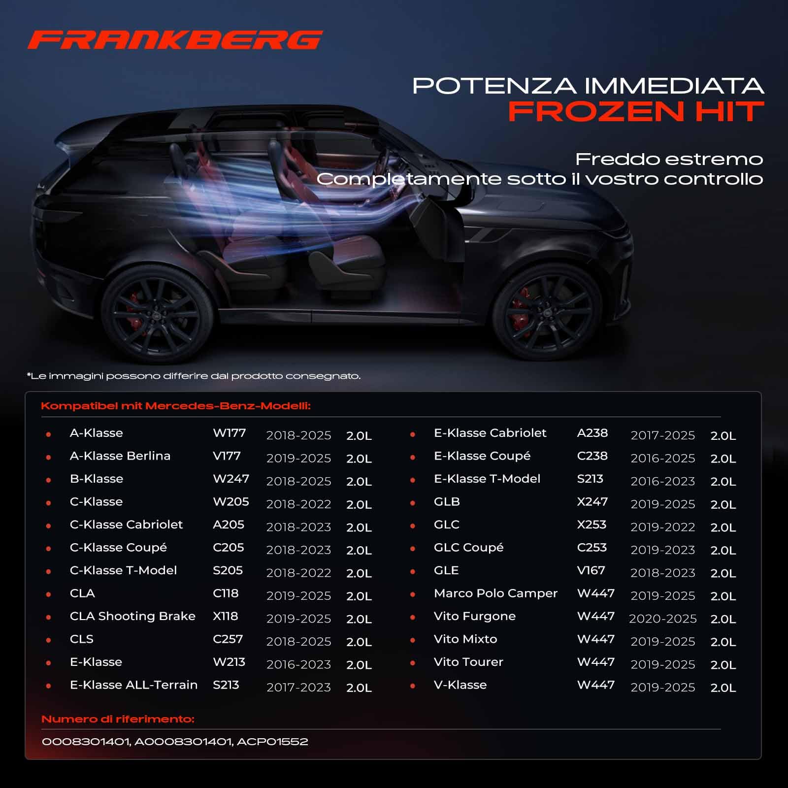 Frankberg Compressore Aria Condizionata Compressore Climatizzatore Compatibile con Classe A B-Class Classe C CLA CLS Classe E GLB Marco Polo CAmper V-Class Vito Replace# 0008301401 | Compatibile con: GLC X253, Classe E Coupé C238, GLE V167, CLA Shooting B