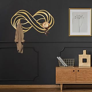 Infinity Abstract Metal Wall Hook, Modern Minimalist Romantic Coat Rack | Wall Art Decor for Entryway(35"x19"|90x47cm, Gold)