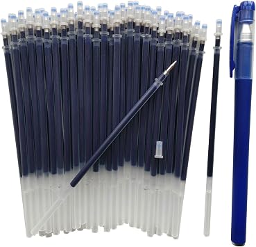 Blue Gel pens Refills .5mm,50 Pack Ink Pen Refills,130mm/5 inche,Send 2 Pens