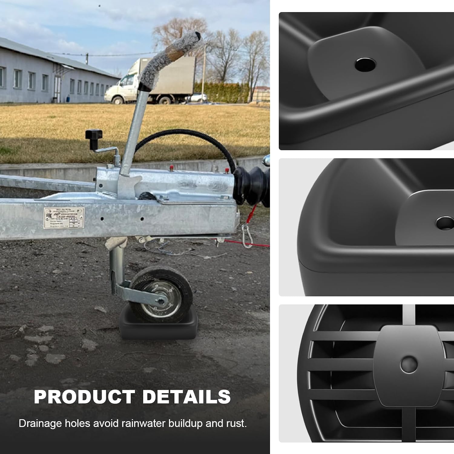 Jack Wheel Chock Stabilizer, 6" Single Wheel Stopper Heavy Duty Reinforced Rubber Stabilizer, Jack Caster Dock Block for Boats RVs Trailers Caravans, Car Accessories