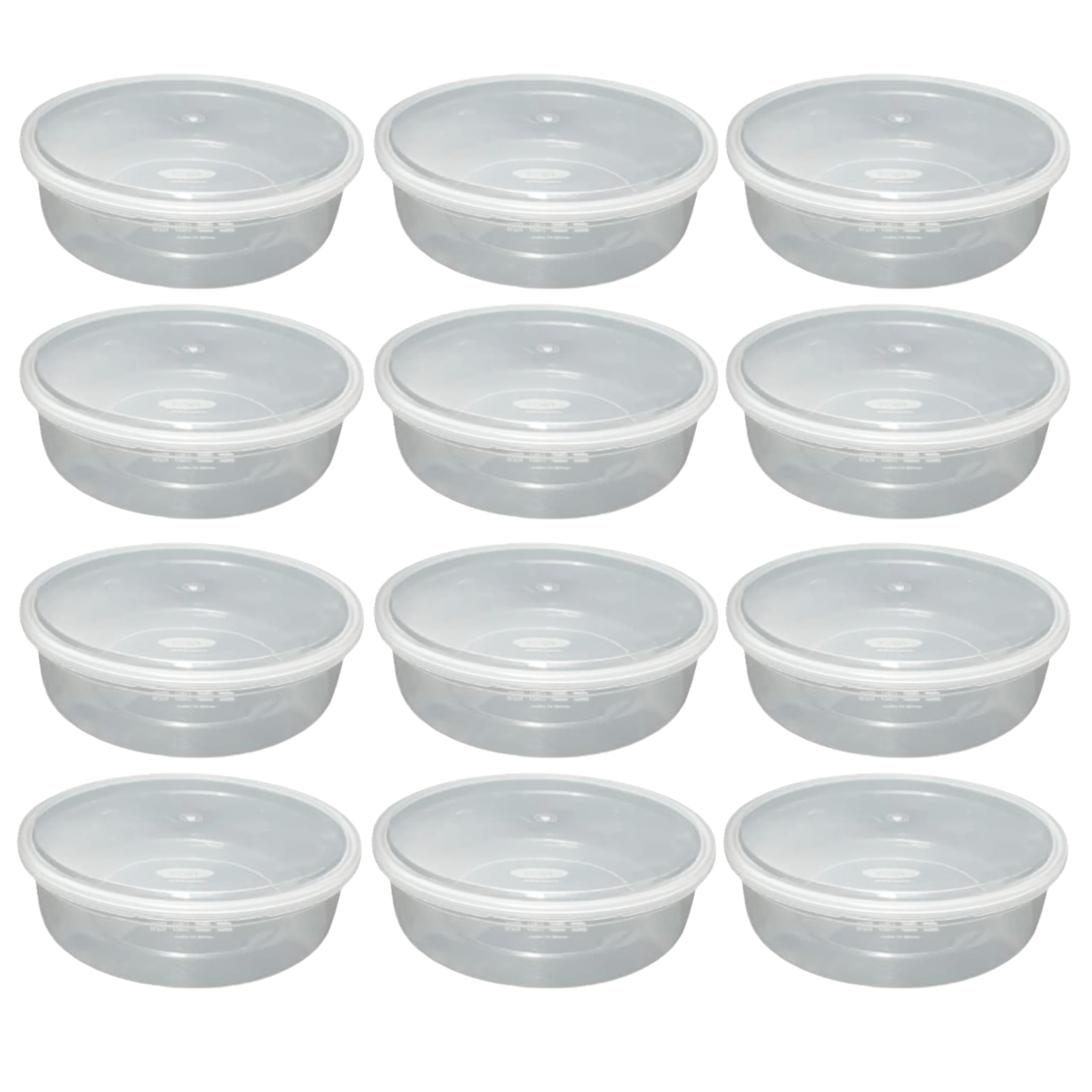 JMS we create smile Clear Plastic Food Coontainer Storage Box With Secure Seal Lids Round Food Storage Containers Reusable BPA free Take Away Boxes Cake Storage Tubs (2000 ML, 12)