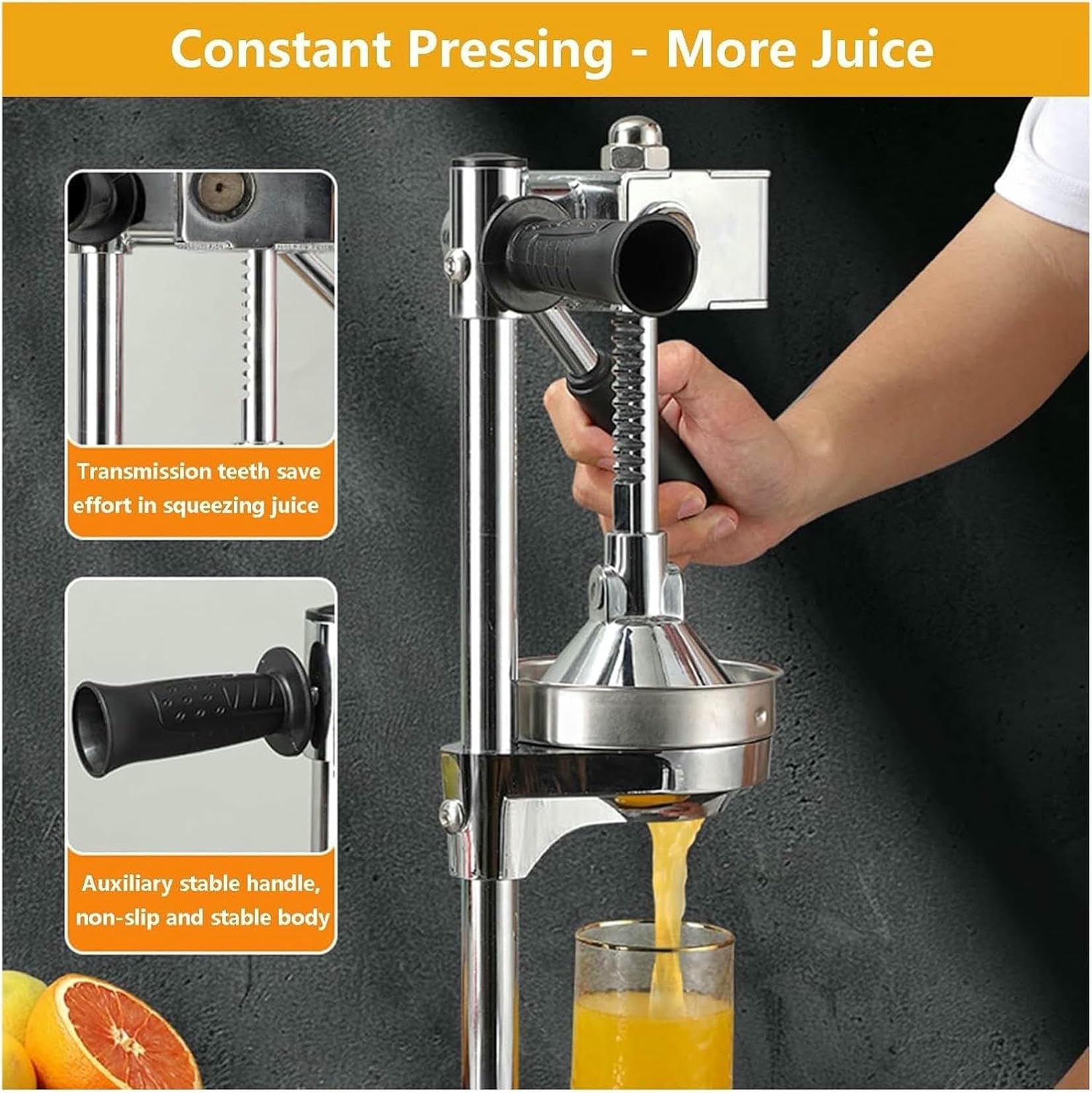 Gusseisen Orangensaft-Squeezer, Manuelle Fruchtsaftmaschine Zitruspresse-Juicer Orangensaft-Squeezer Mit 2 Formen - Manuelle Saftwerkzeug~/