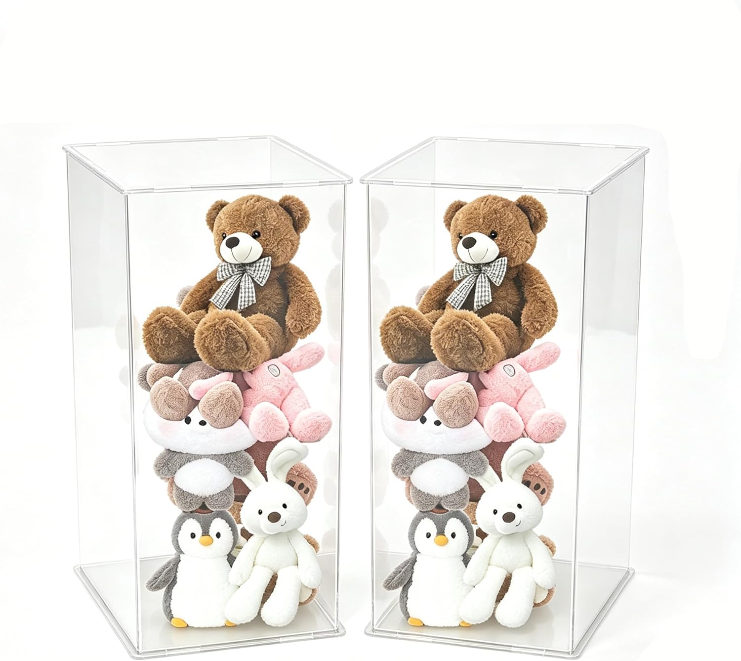 PERFERATE 2Pcs Acrylic Display Cube Pedestal Tall Display Box Clear Stand Transparent Art Sculpture Flower Stand for Centerpieces Wedding Decorations, Birthdays Parties (25×25×60cm)
