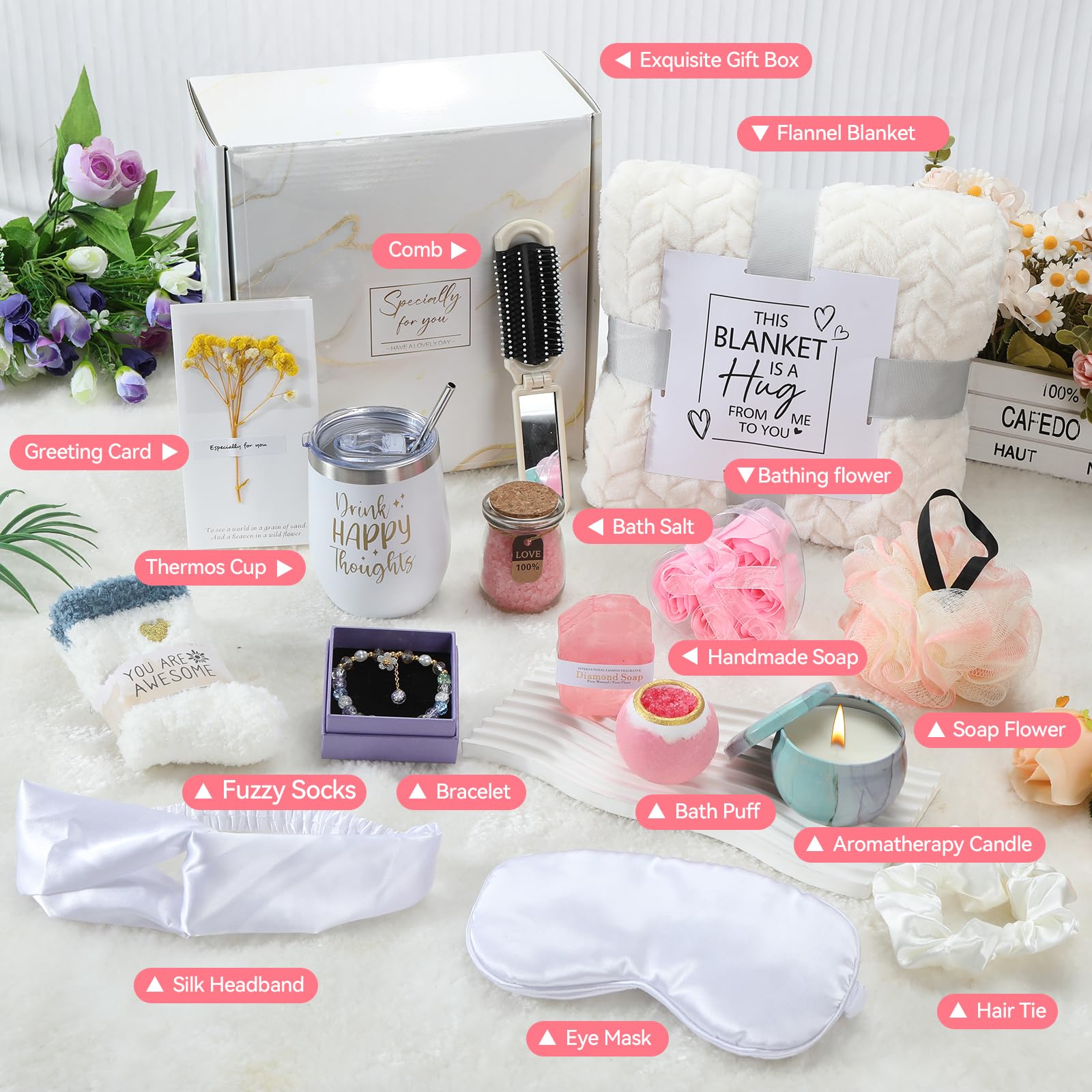 Coffret cadeau pour femme, cadeau d'anniversaire personnalisé pour femme, coffret cadeau de soins personnels, cadeau douillet confortable, pour votre mère, épouse, meilleure amie, grand-mère
