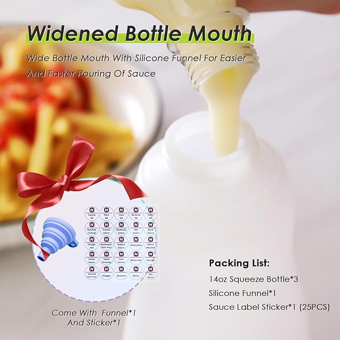 Botellas Dosificadoras para Salsas 14oz 3 Piezas BPA Libre miniatura 5
