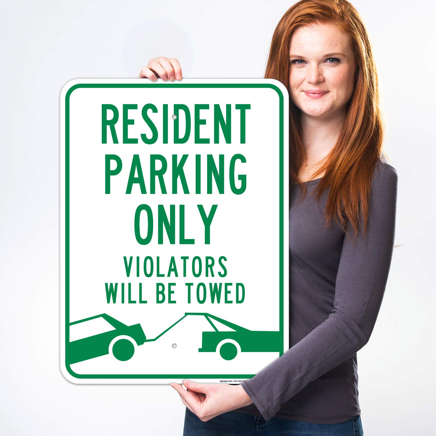 Resident Parking Only Sign, Violators Will Be Towed, 18x24 Inches, Rust Free .063 Aluminum, Fade Resistant, Easy Mounting, Indoor/Outdoor Use, Made in USA