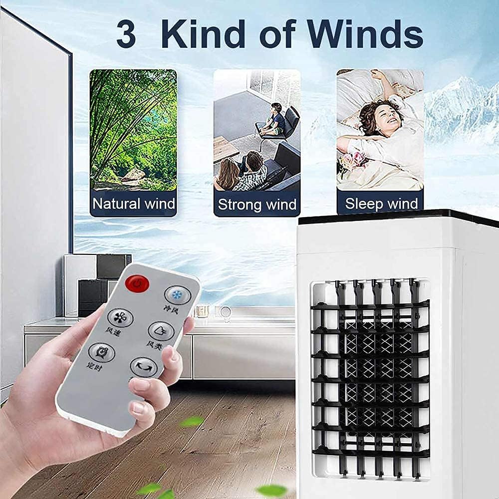 Air Cooler for Home Office Evaporative Coolers Air Conditioner Cooler Fan Ice Purifier Humidifier Remote Control Hour Timer 220V Rapid Cooling 8L Water Tank 3 Wind Modes