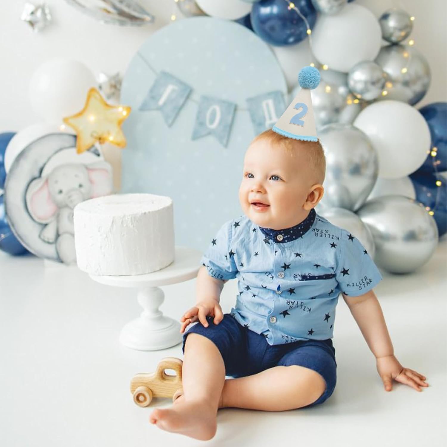 BOOMPA Blue Birthday Hat For Boys - Baby Boy 2nd Birthday Crown,Kids Party Hat,2nd Party Hats For Kids And Adults,Baby Second Hat Party Decorations - Image 3