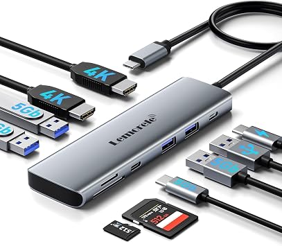 Laptop Docking Station Dual HDMI Monitor, 10 in 1 USB C Hub with 2 HDMI Ports, PD Charging, SD/TF, 5 USB C/A Ports, Laptop Docking Station for Dell XPS/HP/Lenovo/SurfaceMacOS only Supports SST Mode