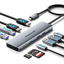 Laptop Docking Station Dual HDMI Monitor, 10 in 1 USB C Hub with 2 HDMI Ports, PD Charging, SD/TF, 5 USB C/A Ports, Laptop Docking Station for Dell XPS/HP/Lenovo/Surface(MacOS only Supports SST Mode)