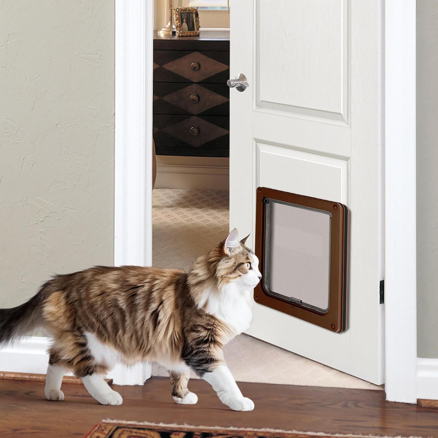 ドッグドア - 室内用 猫ドア 犬用ドア メッシュ フラップ付き - チャイルドロック ゲート ペットサプライ 取付キット付き リビ