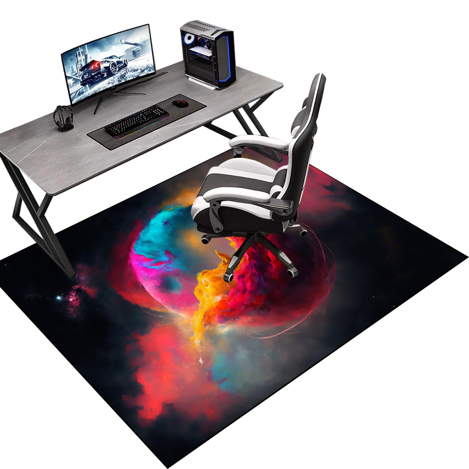 140 x 160 cm Gaming Chair Mat Non-Slip Protective, Office Carpet Protector Chair Mat, Floor Protector for Office Chair, Office Chair Mat for Hardwood Floor, Multi-Purpose Hard Floor Protection Mat โ image 1