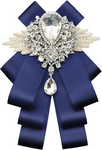 Mantieqingway Womens Bow Ties - Pre-Tied Adjustable Crystal Ribbon Girls Bowties - Accessory for School Wedding Party Casual