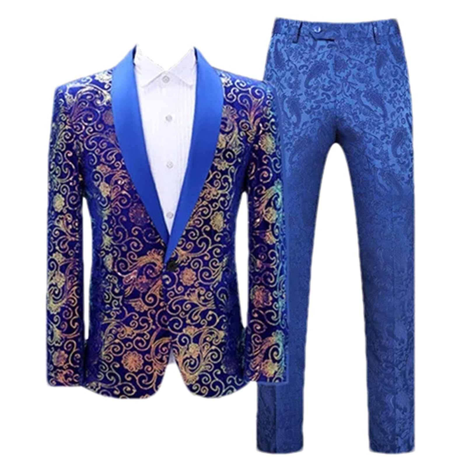Uomini Affari Festa di Nozze Vestito Cantante Host Stage Performance Dress Paillettes Uomo Blazer Pant