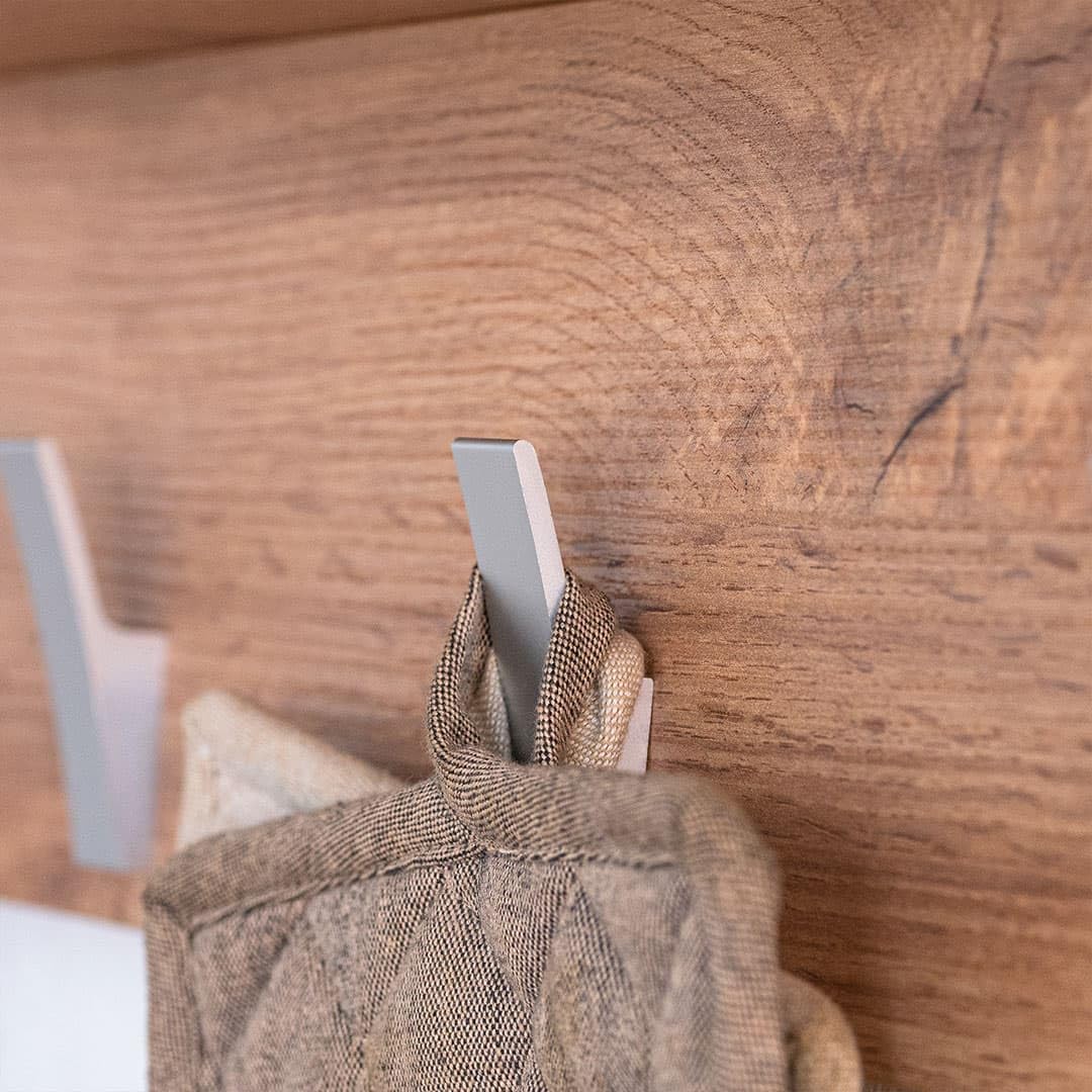 Mobili Fiver, Appendiabiti da parete, Rachele, da 80 cm, Rovere Rustico, Appendiabiti moderno per Bagno, Camera, Ingresso, Made in Italy